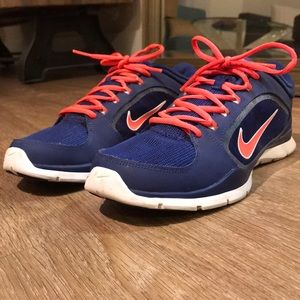 Royal blue/neon pink/white Nike trainers